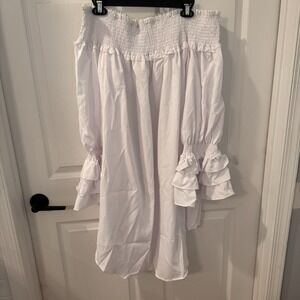 Off‎ the Shoulder Dress/Shirt White Ruffles Size XL Festival Fairy Pheasant